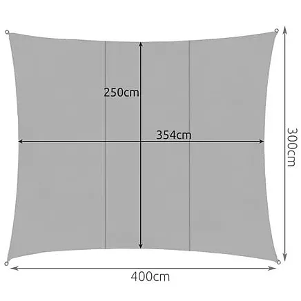 Gardlov 23143 Dārza Ūdensizturīgs Saulessargs Markīze Bura Nojume Tents 3x4m, Pelēks