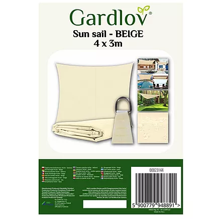 Gardlov 23144 Dārza Ūdensizturīgs Saulessargs Markīze Bura Nojume Tents 3x4m, Bēšs