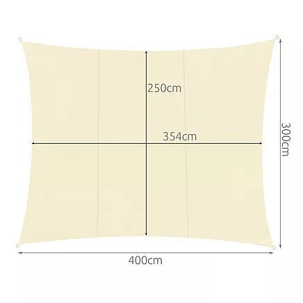 Gardlov 23144 Dārza Ūdensizturīgs Saulessargs Markīze Bura Nojume Tents 3x4m, Bēšs