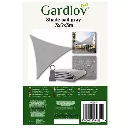 Gardlov 23147 Dārza Ūdensizturīgs Saulessargs Markīze Bura Nojume Tents 3x3x3m, Pelēks