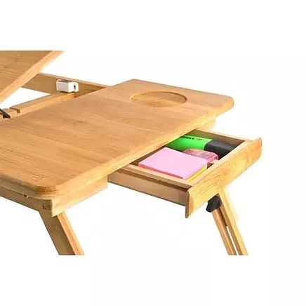 Klēpjdatora laptopa 17 bambusa galds, brokastu, koka galdiņš, 67 x 28 x 26,5 cm