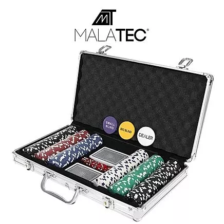 Pokera komplekts ar 300 žetoniem alumīnija koferī