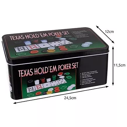 Pokera komplekts TEXAS 23539 ar 200 žetoniem un paklāju