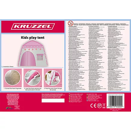 Bērnu rotaļu telts Mājiņa ar LED lampiņām 23472, rozā