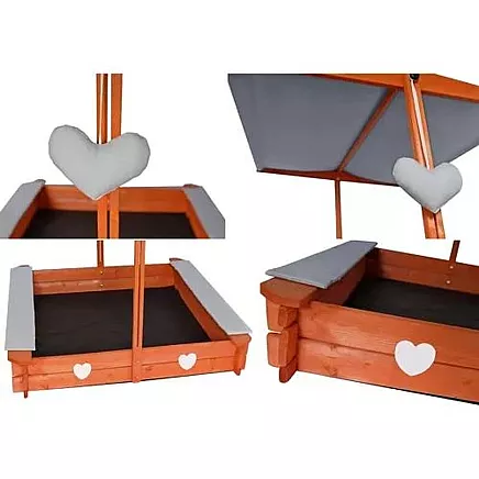 Slēgta smilšu kaste ar jumtu, 118 x 118 x 19.5 cm, ar vāku, brūna/pelēka