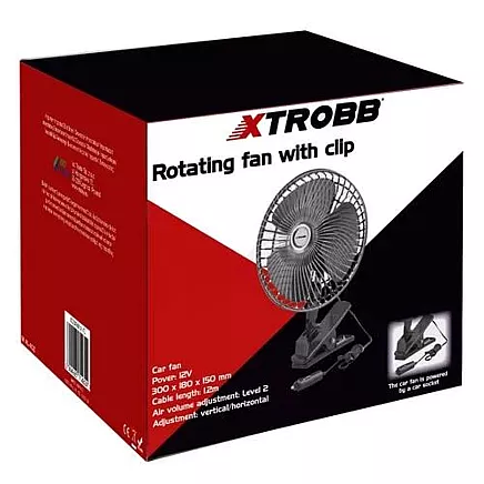 Xtrobb 23194 Rotējošs auto ventilators ar klipsi, 12V