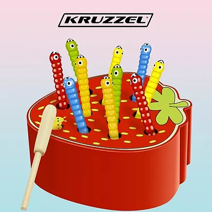 Koka magnētiskā spēle Ķer tārpiņus zemenē 22411