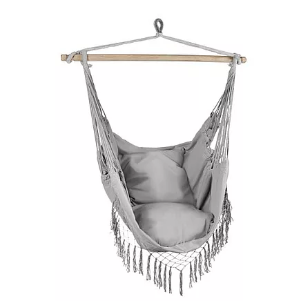 Brazilian hanging hammock-chair with cushions, gray