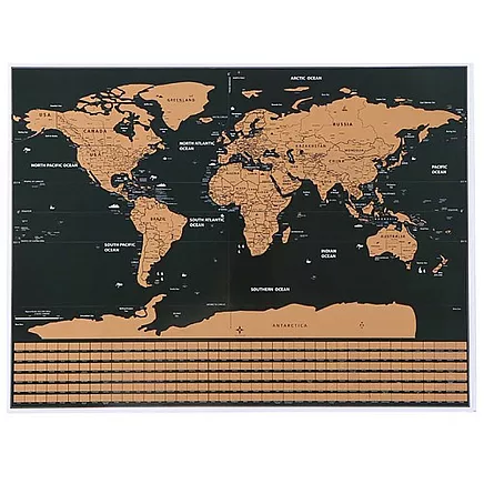 World map - scratch card with flags + accessories 23442