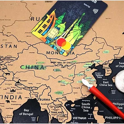 World map - scratch card with flags + accessories 23442