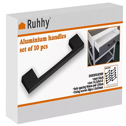 Black furniture handle - 10 pcs. Ruhhy 24190