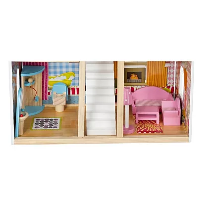 Wooden dollhouse - villa with swimming pool D11251