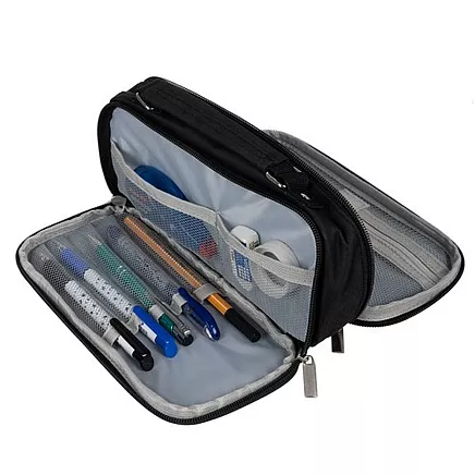 Double extendable pencil case - black Maaleo 24516