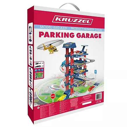 Kruzzel 4 līmeņu rotaļu autostāvvieta ar liftu un mašīnām 24646