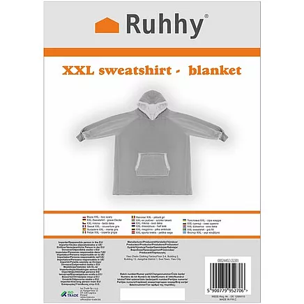 XXL sweatshirt - gray blanket Ruhhy 24402