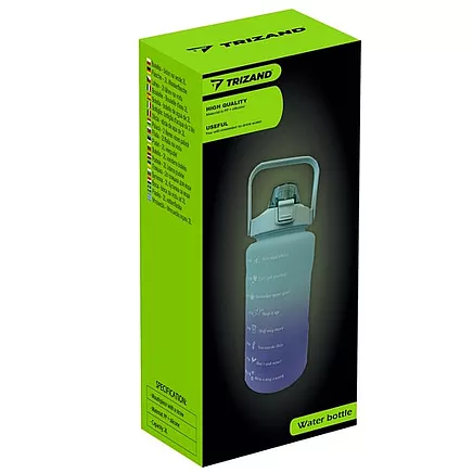 Motivējoša ūdens pudele ar salmiņu 2L Trizand 24496, violeti zila