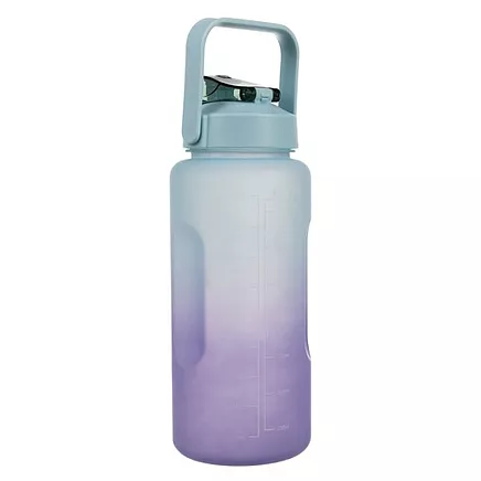Motivējoša ūdens pudele ar salmiņu 2L Trizand 24496, violeti zila