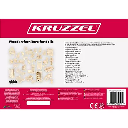 Wooden doll furniture set 34 pieces 23542