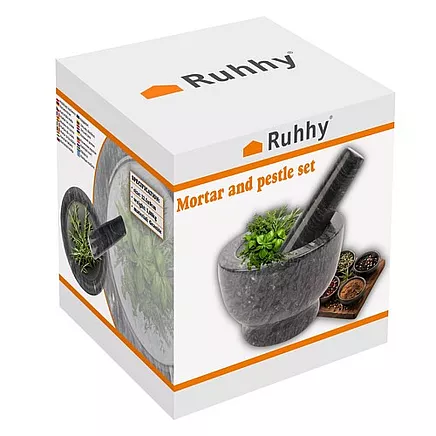 Dabīgā marmora garšvielu piesta ar kociņu