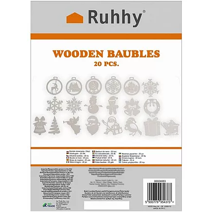 Wooden baubles - 20pcs Ruhhy