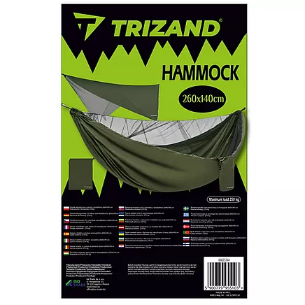 Tūrisma šūpuļtīkls ar brezentu un moskītu tīklu 260x140cm