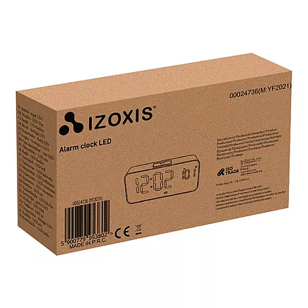 Elektroniskais LED modinātājs Izoxis 24736 ar snaudas funkciju, melns