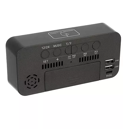 Elektroniskais LED modinātājs Izoxis 24736 ar snaudas funkciju, melns