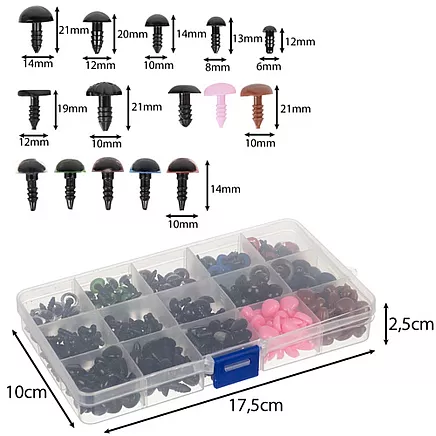Drošības actiņas un deguntiņi rotaļlietām Maaleo 25761, 560 gab. komplekts