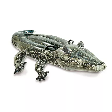 Uzpūšamais peldmatracis bērniem Intex 57551, krokodils, 170x86 cm, zaļš