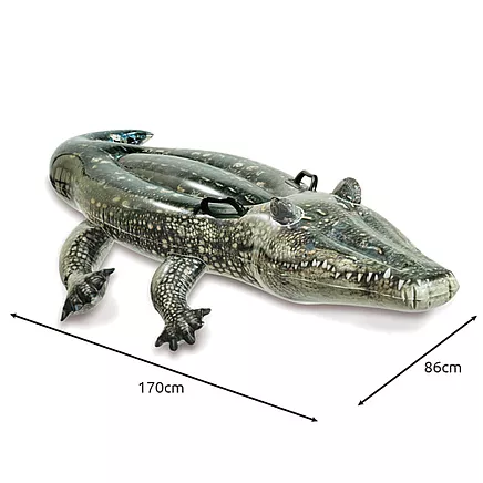 Uzpūšamais peldmatracis bērniem Intex 57551, krokodils, 170x86 cm, zaļš