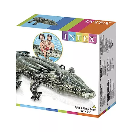 Uzpūšamais peldmatracis bērniem Intex 57551, krokodils, 170x86 cm, zaļš