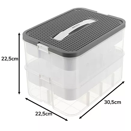 Kruzzel caurspīdīgs 2 līmeņu organizators ar sadalītājiem 15 l