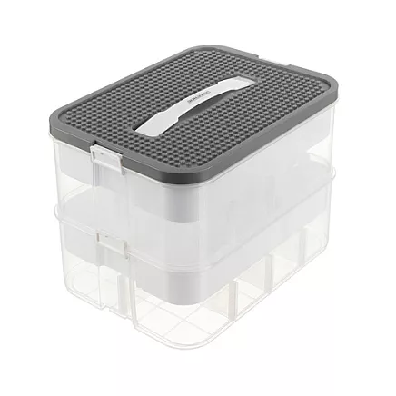 Kruzzel caurspīdīgs 2 līmeņu organizators ar sadalītājiem 15 l