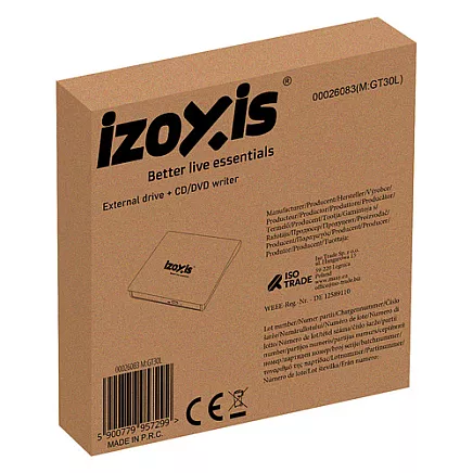 Ārējais CD DVD diskdzinis un rakstītājs Izoxis 26083, USB 3.0