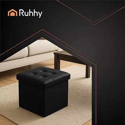 Folding pouffe black Ruhhy 25779