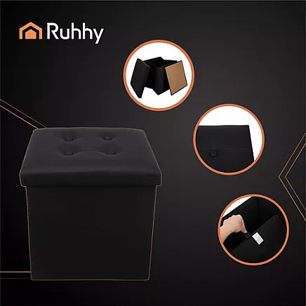Folding pouffe black Ruhhy 25779