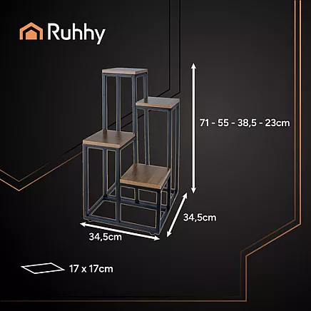 4 līmeņu puķu statīvs Ruhhy 25997, 71 cm, loft stila