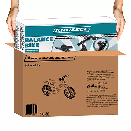 Bērnu balansa ritenis Kruzzel 25767 ar 12 collu riteņiem, melns