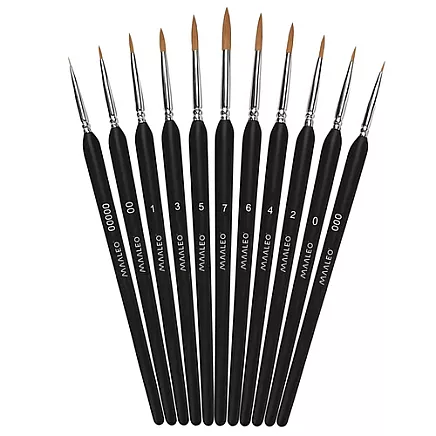 Mākslinieku otu komplekts Maaleo 26118, 11 gab. ar statīvu, melns