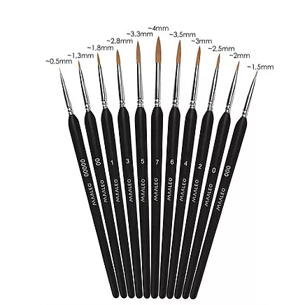 Mākslinieku otu komplekts Maaleo 26118, 11 gab. ar statīvu, melns