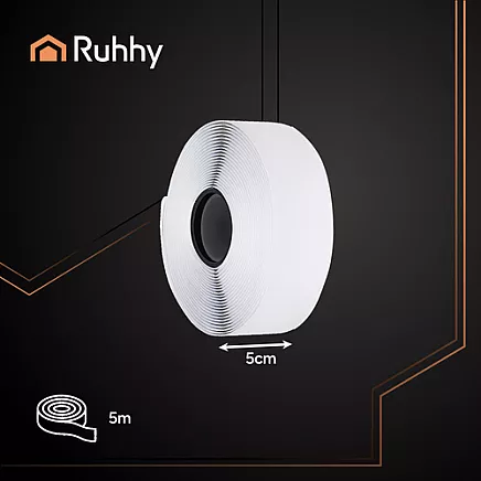 Self-adhesive Velcro tape 5mx5cm white Ruhhy 25807