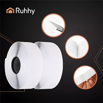 Self-adhesive Velcro tape 5mx5cm white Ruhhy 25807