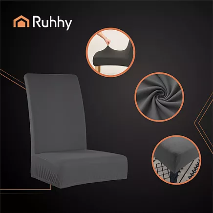 Elastīgi krēslu pārvalki Ruhhy 25990, 6 gab. komplekts, tumši pelēki