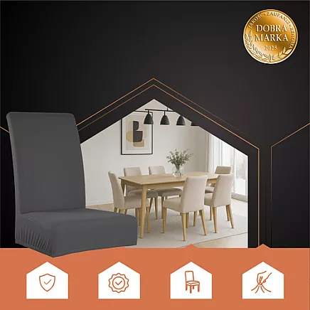 Elastīgi krēslu pārvalki Ruhhy 25990, 6 gab. komplekts, tumši pelēki