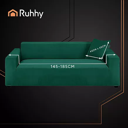 Elastīgs velūra stūra dīvāna pārvalks Ruhhy 26032, 145-185 cm, zaļš