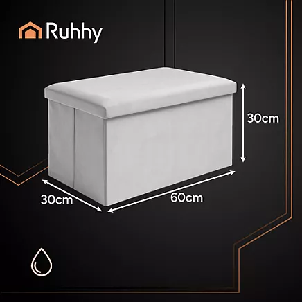 Gray velvet pouf 60x30x30 cm Ruhhy 25994