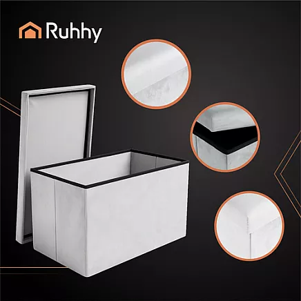 Gray velvet pouf 60x30x30 cm Ruhhy 25994