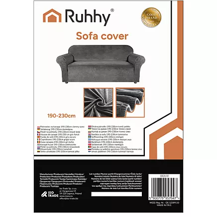 Sofa cover 190-230cm dark gray Ruhhy 26181