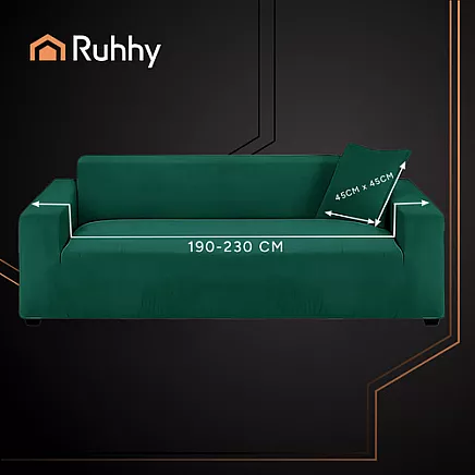 Elastīgs stūra dīvāna pārvalks Ruhhy 26183, 190-230 cm, tumši zaļš