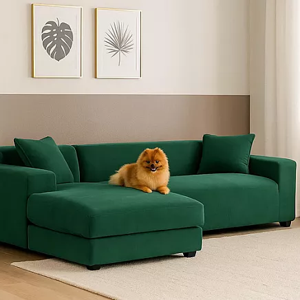 Elastīgs stūra dīvāna pārvalks Ruhhy 26183, 190-230 cm, tumši zaļš